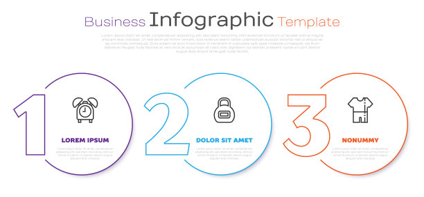 设置线路闹钟、壶铃和运动跑道图片下载