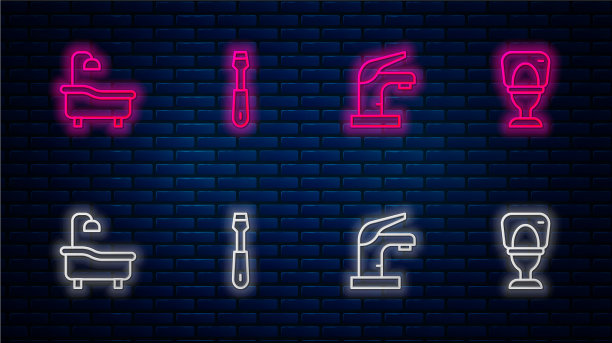 设置线螺丝刀水龙头，浴缸和图片下载