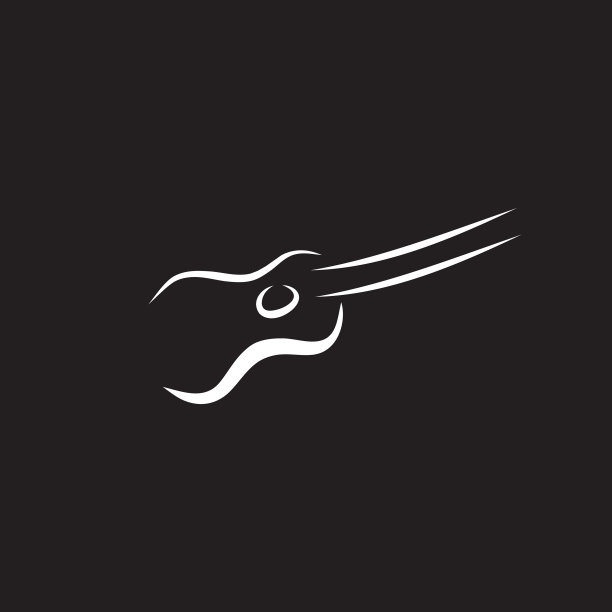 简单的白色图形吉他标志设计图片下载