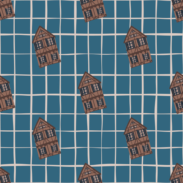 卡通棕色建筑房子涂鸦图片下载