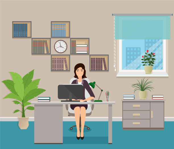 坐在办公地点的办公室职员图片下载