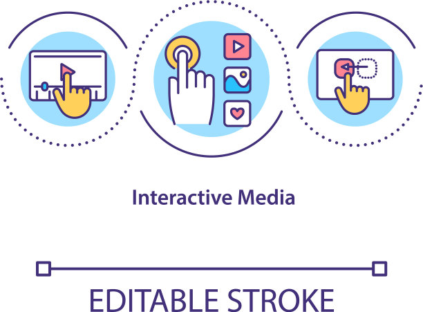 互动媒体概念图标图片下载