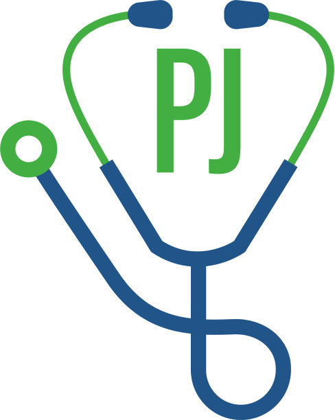 Pj字母标志设计与听诊器图标图片下载
