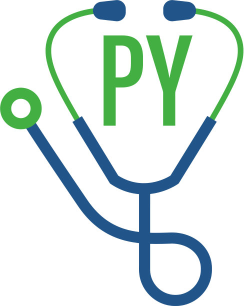 Py字母标志设计带有听诊器图标图片下载