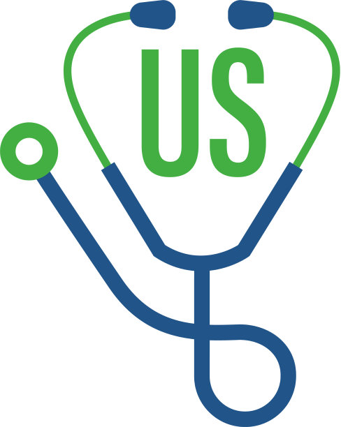 美国字母标志设计带有听诊器图标图片下载