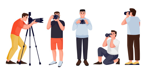 不同姿势的旅行摄影师图片下载