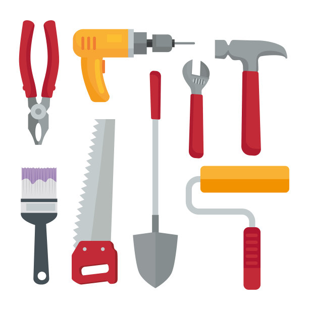 八件套建筑工具图标图片下载