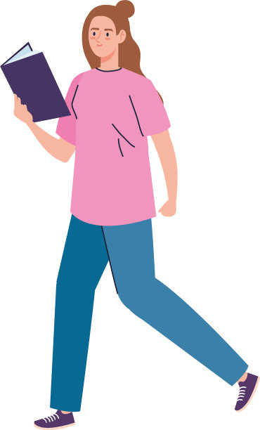 读着书的女人走路的性格图片下载