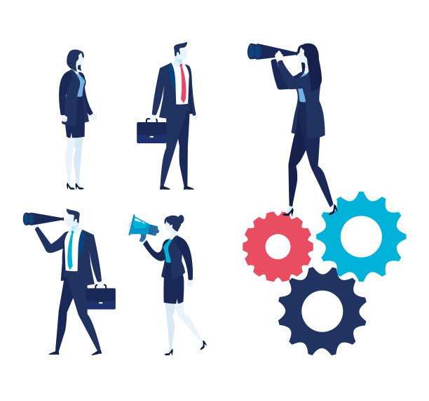 优雅的商务人士和设置工作图标图片下载