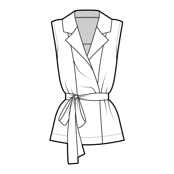 束带双排扣裹衫技术图片下载