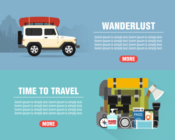 漫游者的概念设计平面横幅设置。时间旅行。旅行图标。安全的旅程图片下载