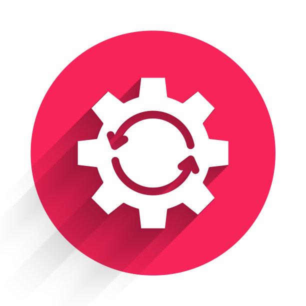 白色齿轮和箭头作为工作流概念图标图片下载