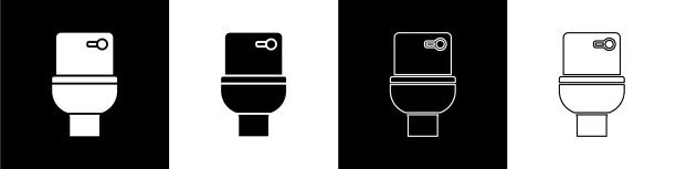 设置抽水马桶图标隔离在黑色和白色图片下载