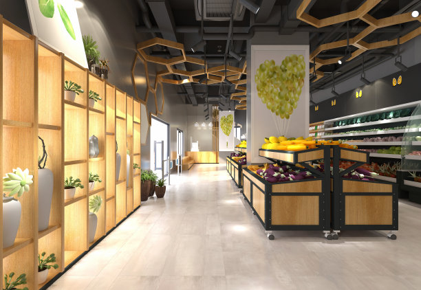 水果和蔬菜杂货的3d渲染图片下载