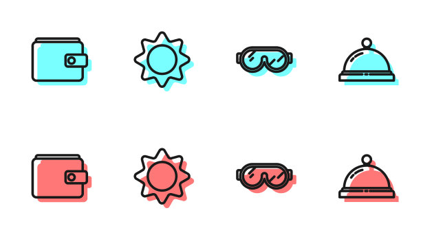 设线滑雪护目镜钱包太阳和酒店图片下载