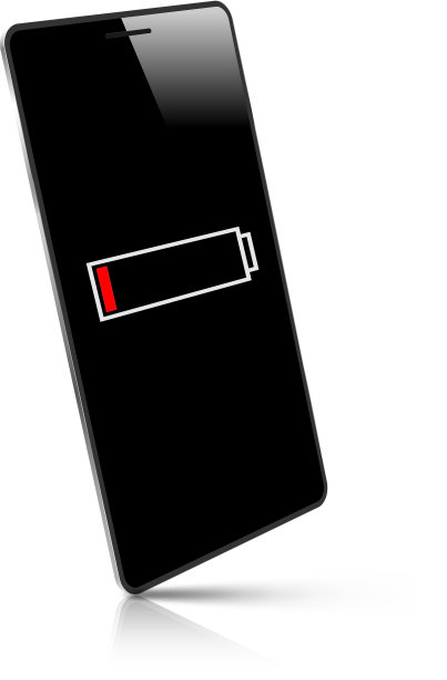 现实的智能手机和屏幕上的电池水平图片下载