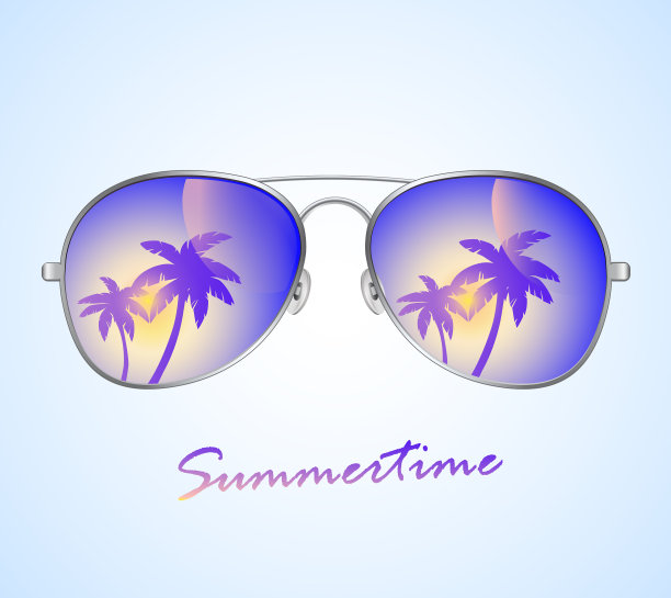 飞行员太阳镜与手掌反射图片下载