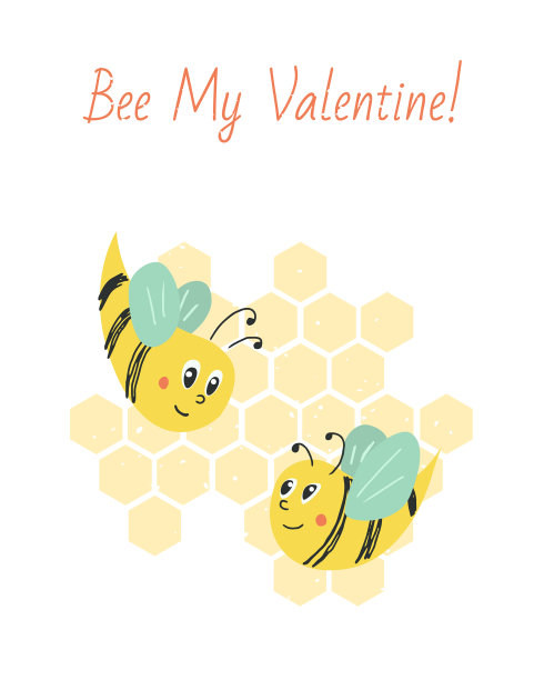 情人节明信片与蜜蜂组成图片下载