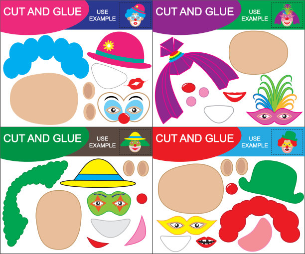 设纸游戏剪和胶头小丑图片下载