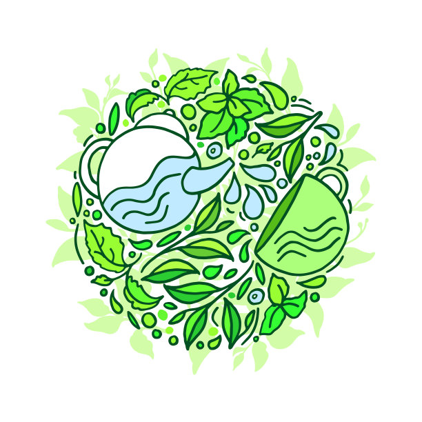 绿茶抹茶鲜叶圆象征图片下载