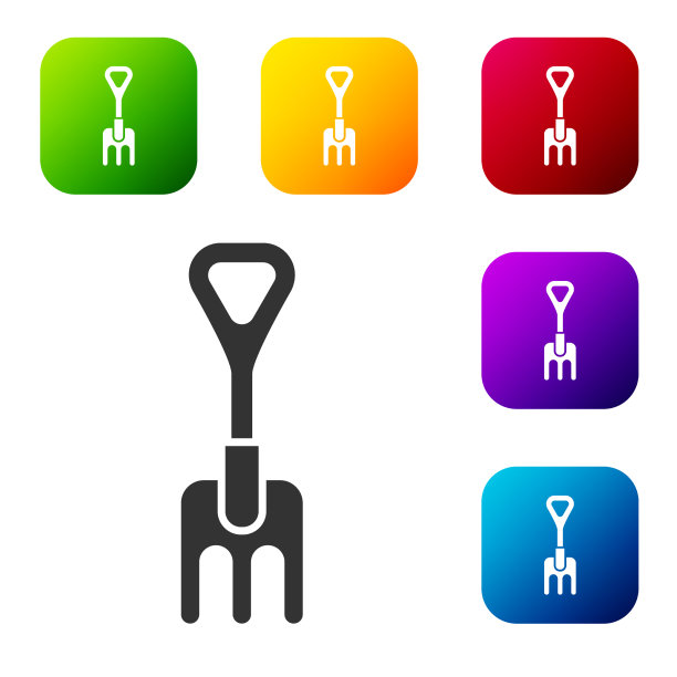 黑色花园耙图标孤立在白色图片下载