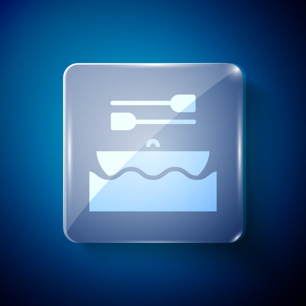 白色船与桨图标孤立在蓝色图片下载