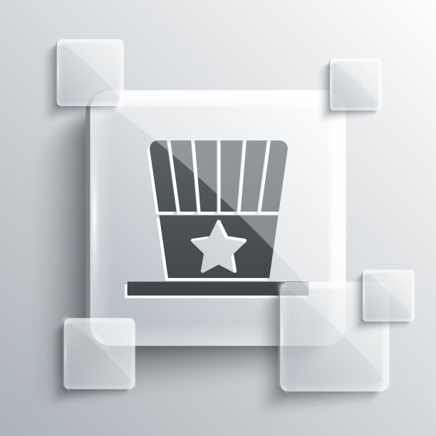 灰色爱国美国大礼帽图标孤立上图片下载