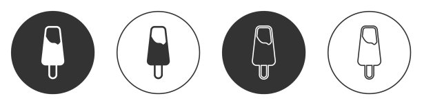 黑色冰棒冰淇淋上的木棍图标图片下载