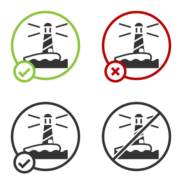 黑色灯塔图标孤立在白色背景上图片下载