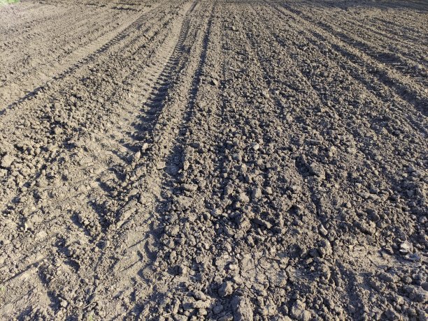 背景农田耕后有农机痕迹图片下载