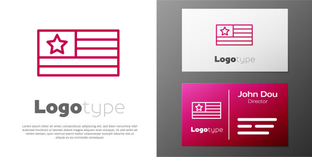 标志线美国国旗图标孤立在白色图片下载