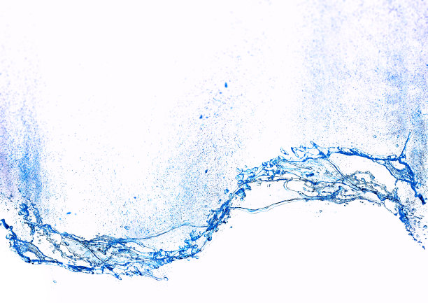 蓝色波浪和飞溅的3D插图图片下载