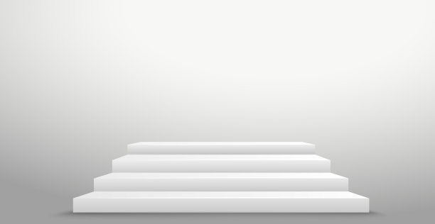 现实的灰白色工作室，白色楼梯平台-向量图片下载