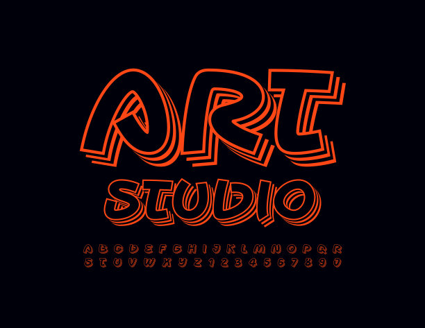 矢量创意横幅艺术工作室。分层的时髦的字体图片下载