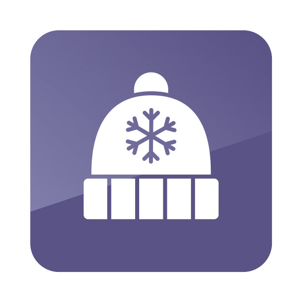 冬季帽子帽与雪花和绒球图标图片下载