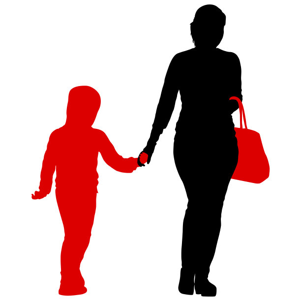 白色背景上幸福家庭的剪影图片下载