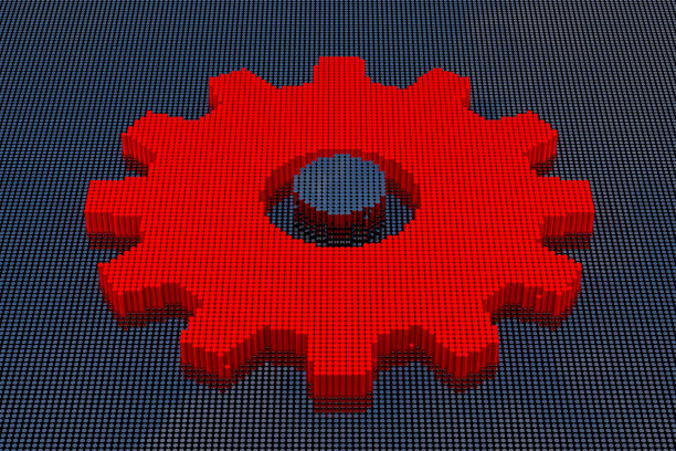 像素艺术风格齿轮，3d渲染图片下载