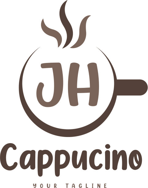 Jh字母标志设计与咖啡杯现代图片下载