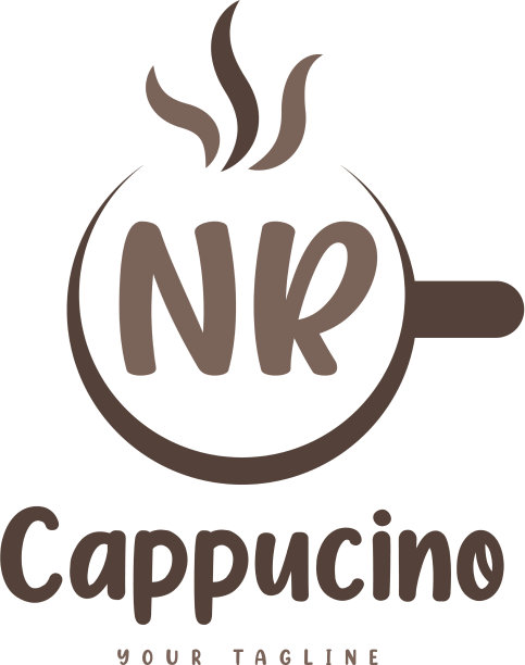 Nr字母标志设计与咖啡杯现代图片下载