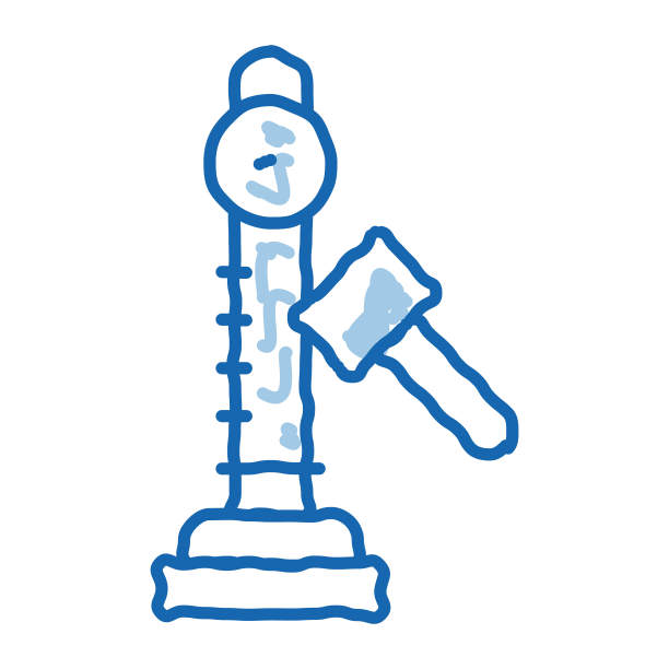 力量吸引力来衡量力量涂鸦图标手绘插图图片下载