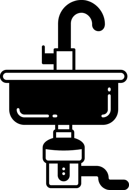 Garbadge处置矢量图标设计，住宅浴室设备概念，水池在白色背景图片下载