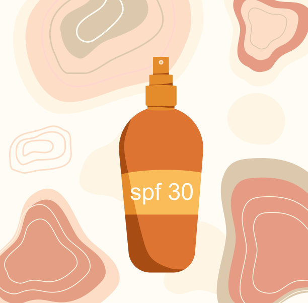 防晒啫喱或防晒喷雾。摘要背景紫外线化妆品用于真皮保护。世纪中期的艺术。预防儿童和成人的衰老和皮肤癌。图片下载