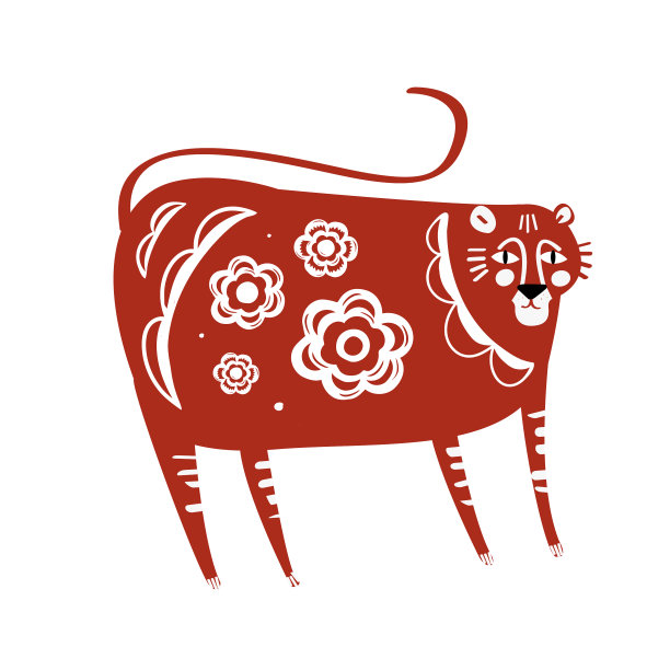 虎红色中国可爱的生肖动物图片下载