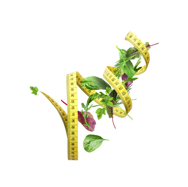 用卷尺在白色背景上混合生菜图片下载