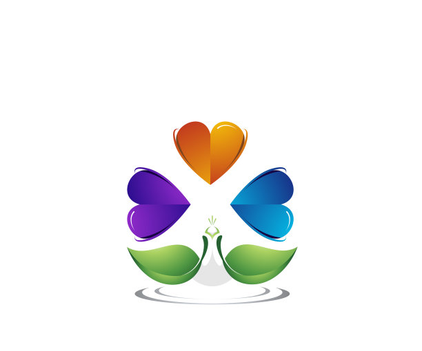 孔雀心标志设计模板图片下载