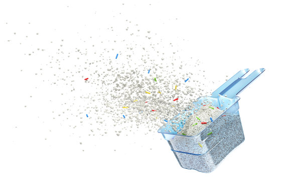 洗衣粉放在量杯里。三维演示图片下载