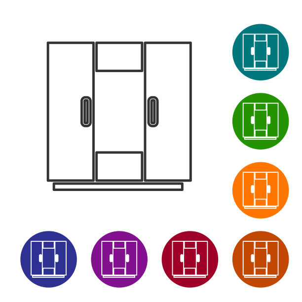 黑色线衣橱图标孤立在白色图片下载