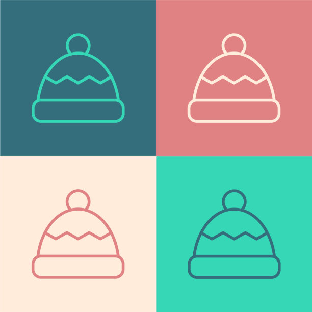 流行艺术线无檐帽图标孤立的颜色图片下载