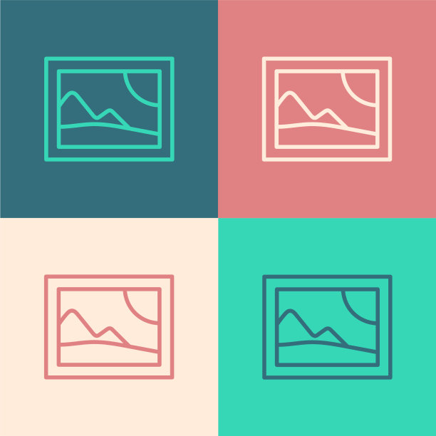 波普艺术线画景观图标孤立上图片下载