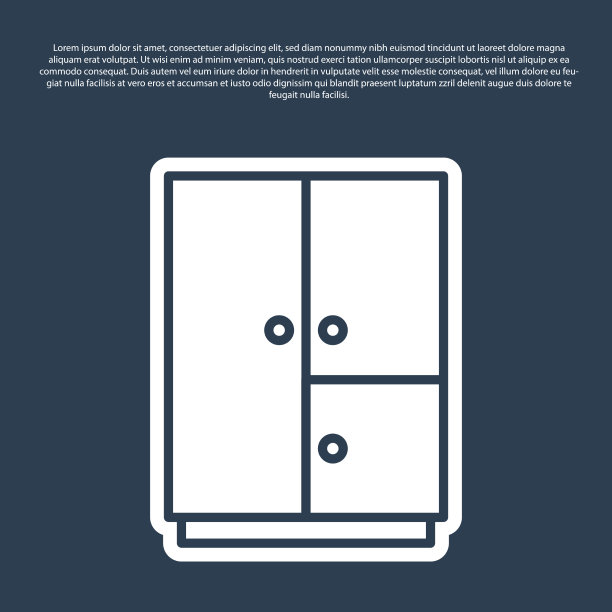 蓝线衣橱图标孤立在蓝色图片下载